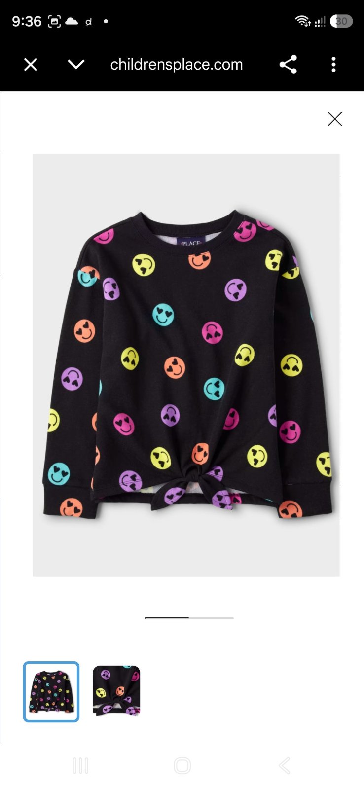 Pull fillette happy face importé