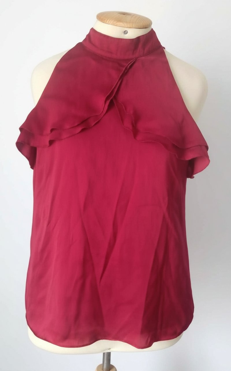 Pull satin de soie rouge 