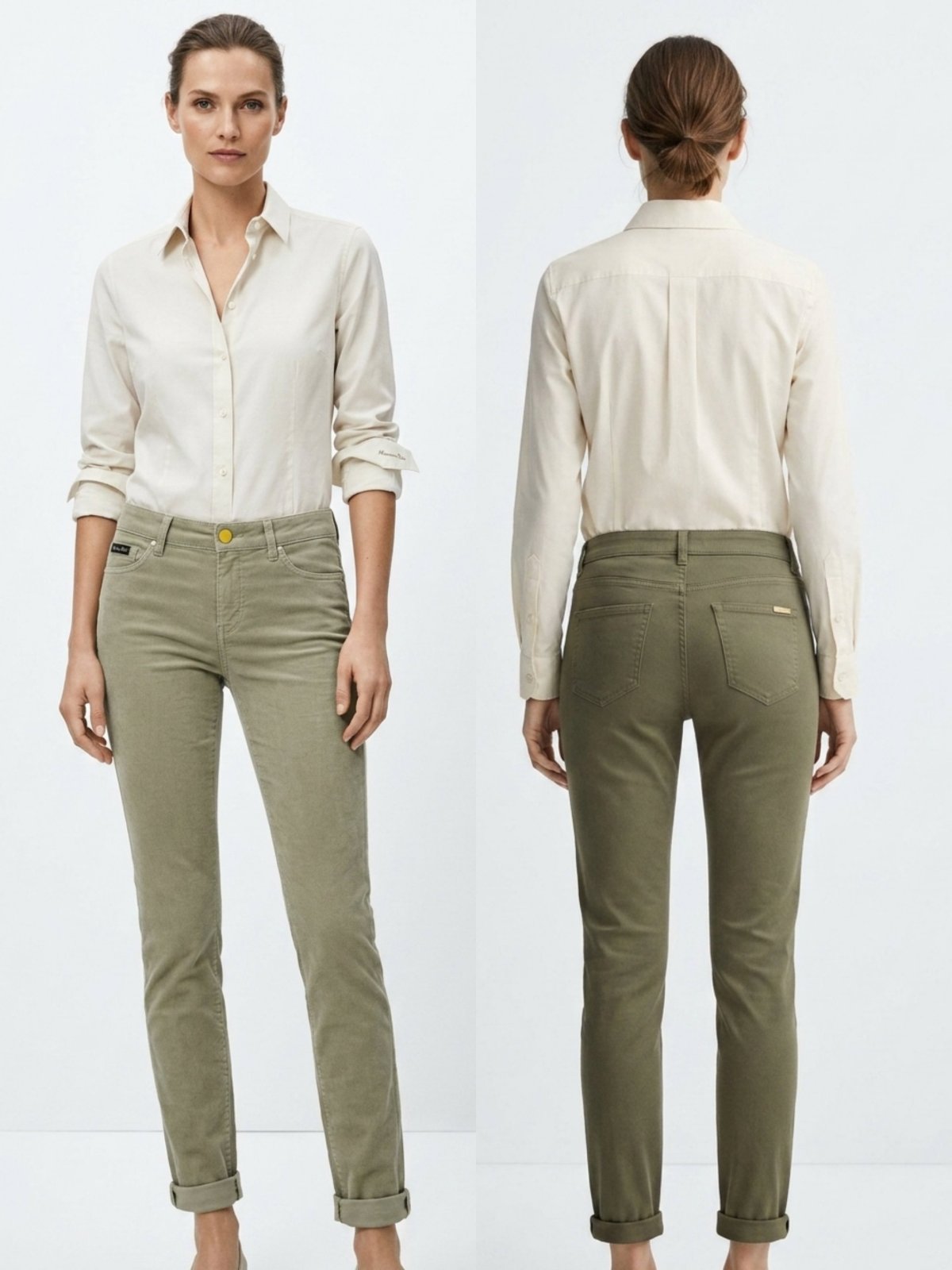 Un pantalon jean Vert amande marque Massimo Dutti 