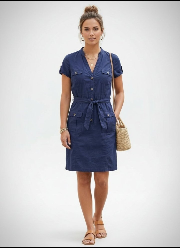 Robe droite bleu marine marque Marie Lund 