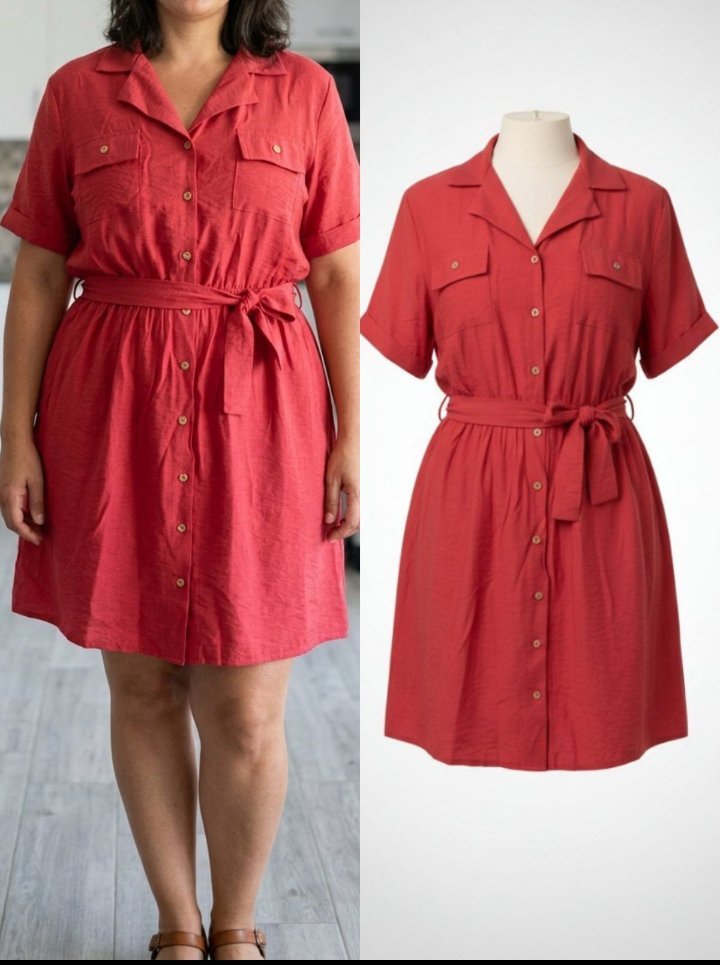Robe rouge avec ceinture 