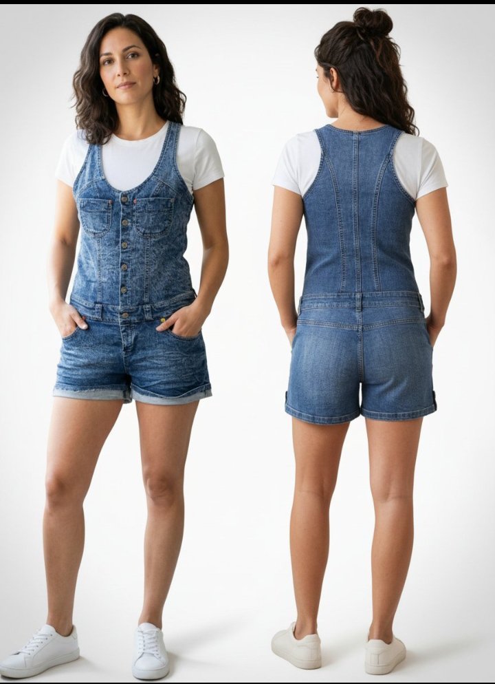 Salopette short jean 
