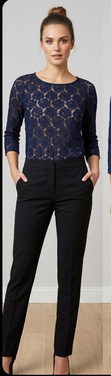Pull dentelle bleu marine 