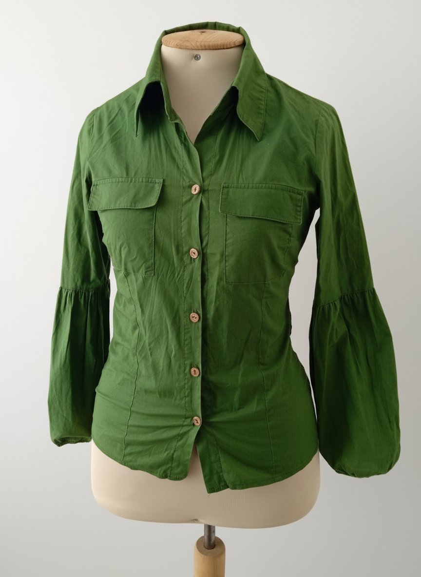 Chemise vert manche boufonte 