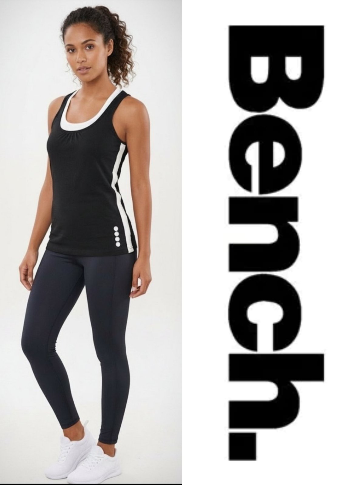  Débardeur de sport avec une brassière intégrées de la marque bench blanc et noir 