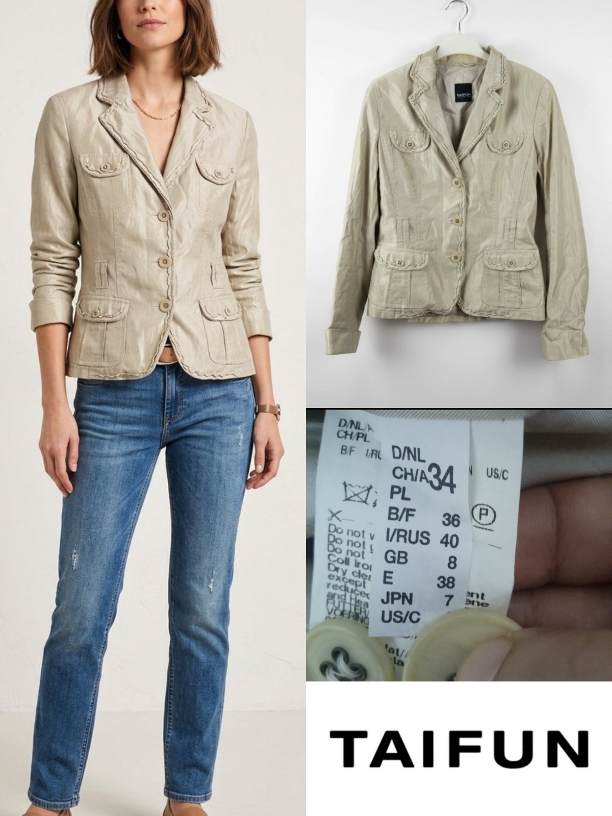 Une veste blazer beige de la marque Taifun 