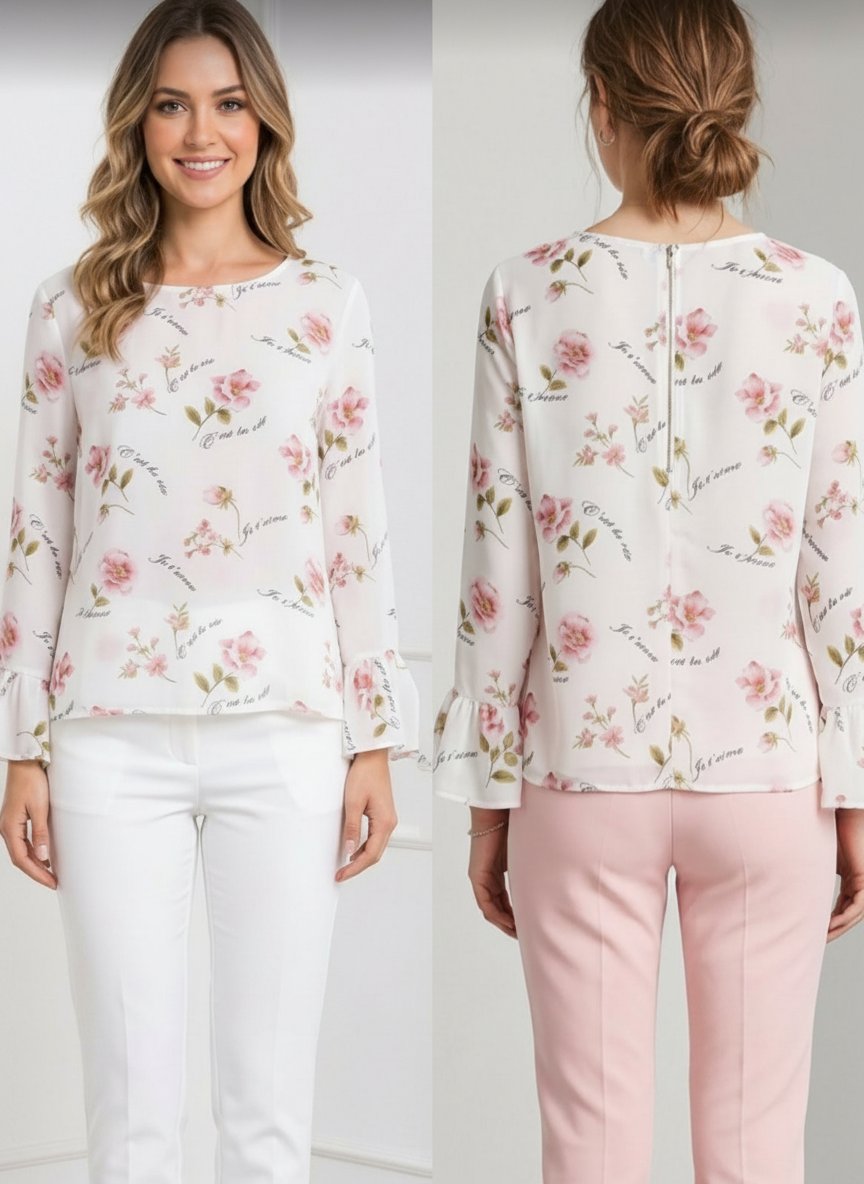 Chemise foulard blanche fleurie