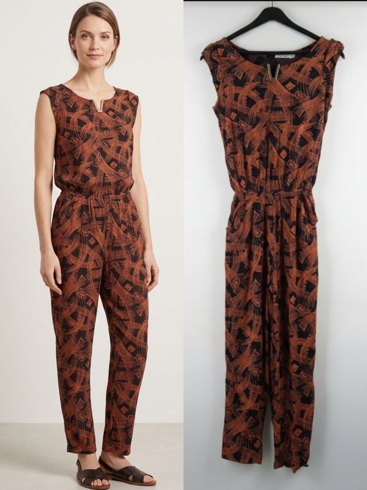 Combinaison pantalon rouille et noire