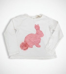 Pull blanc avec motif lapin 