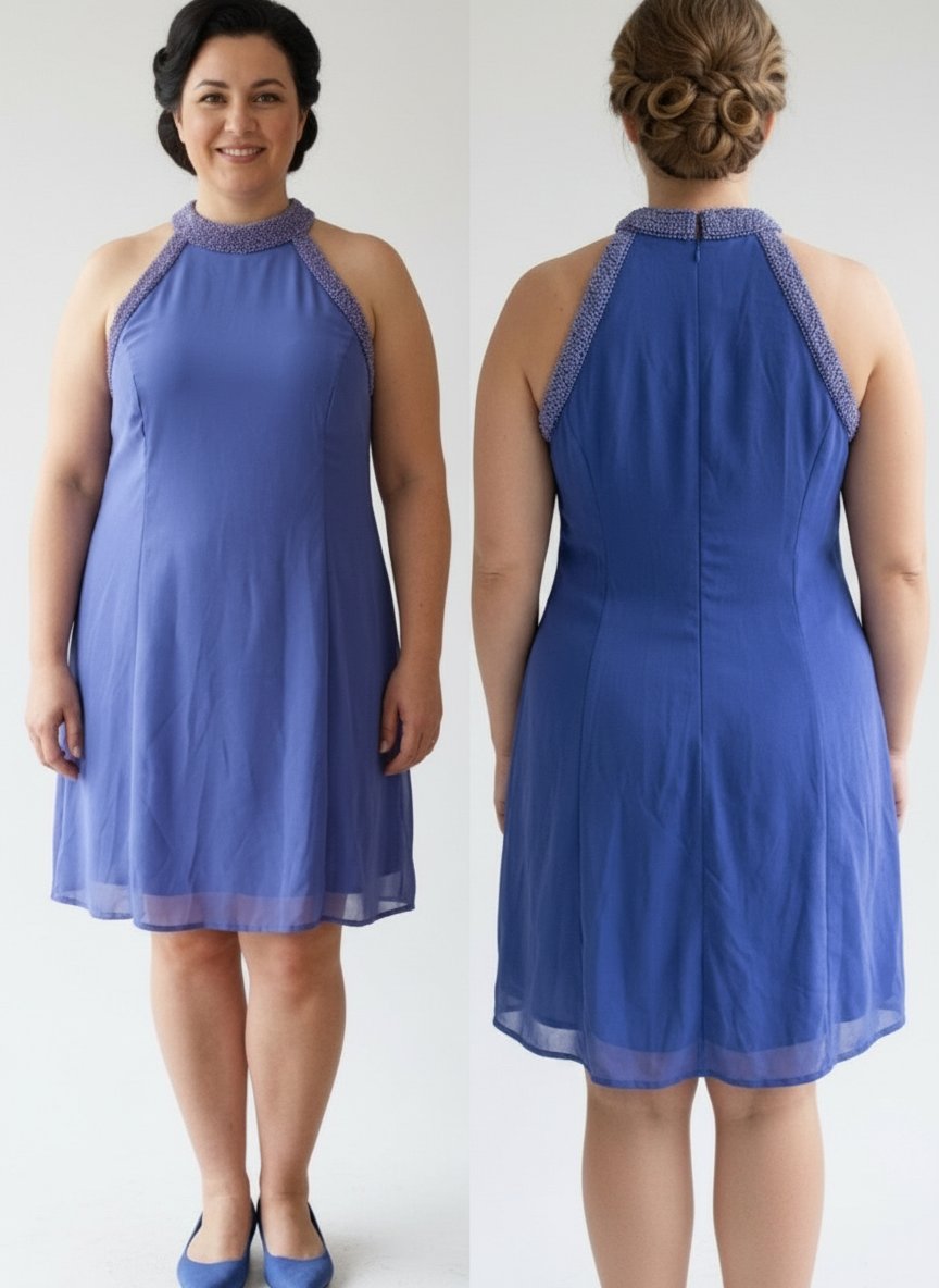 Robe soirée bleu roi sans manches 