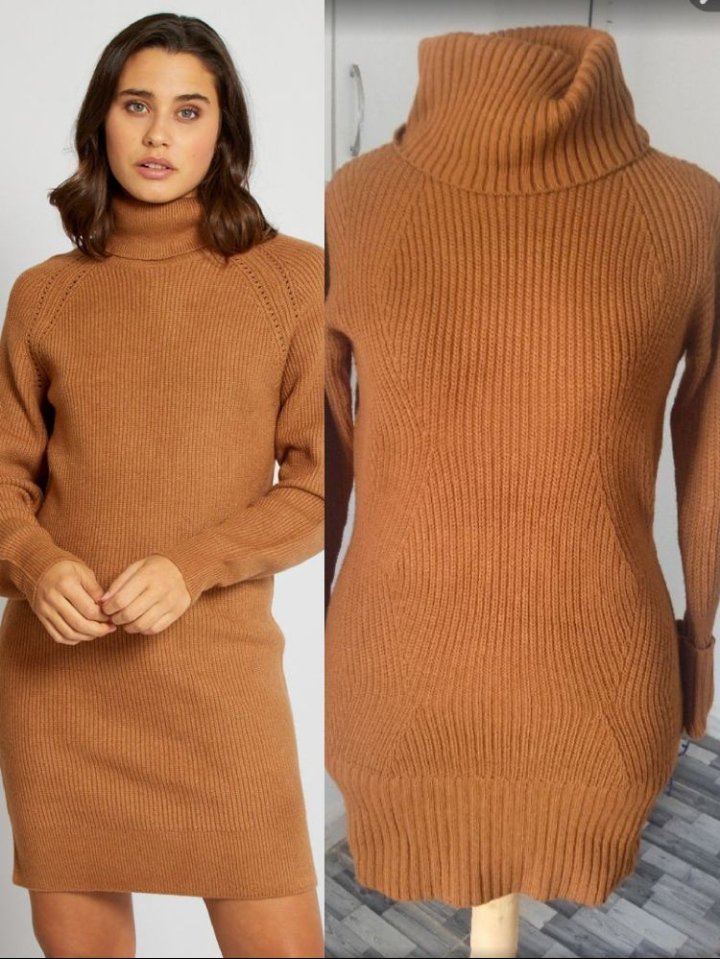 Une robe-pull à col roulé 
