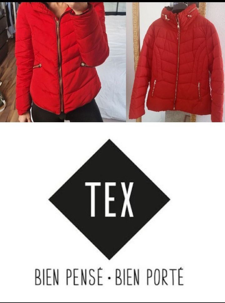 Une doudoune rouge matelassé imperméable TEX