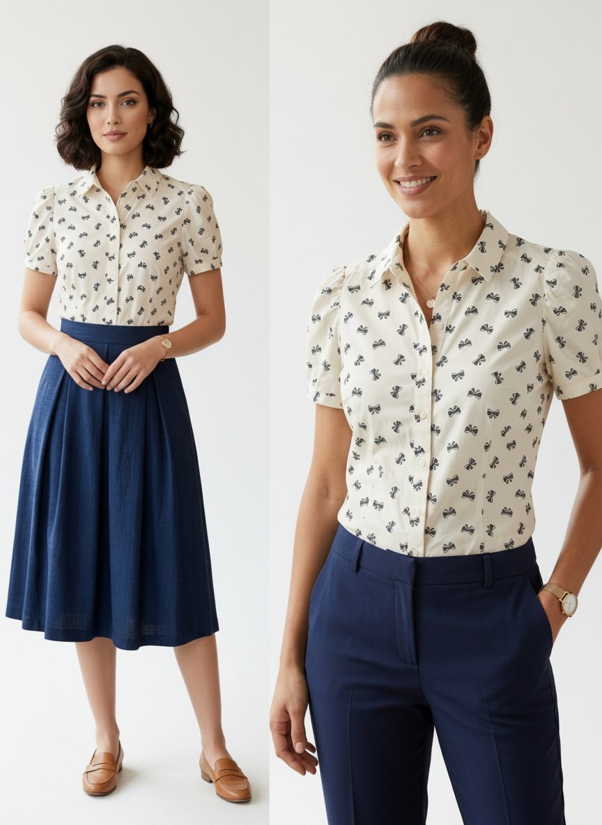 Chemise blanche avec des motifs noeud papillon 
