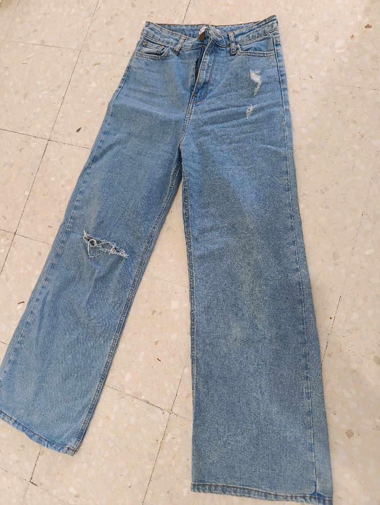 Pantalon jean large tendance 