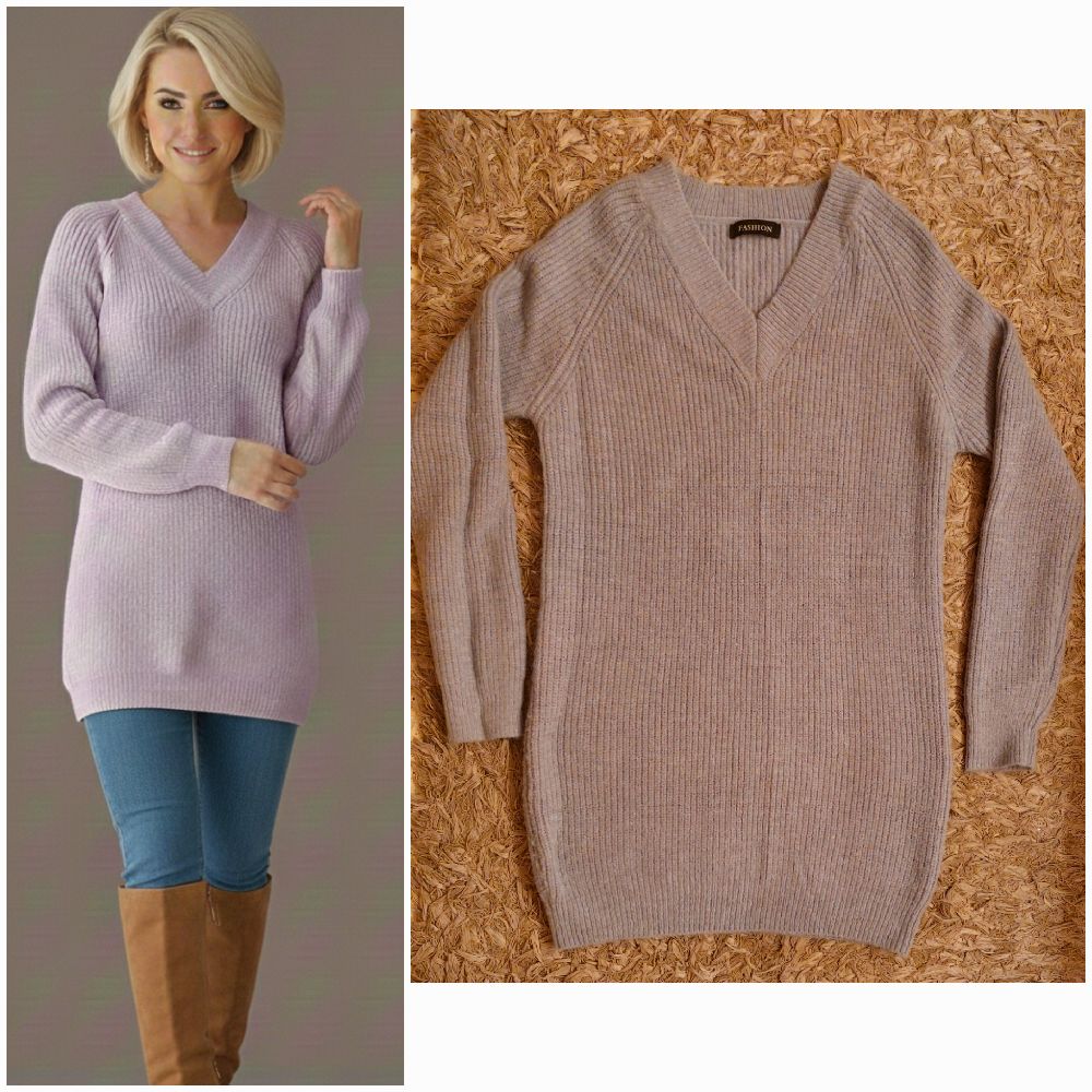 Pull long en bleu ciel/parme