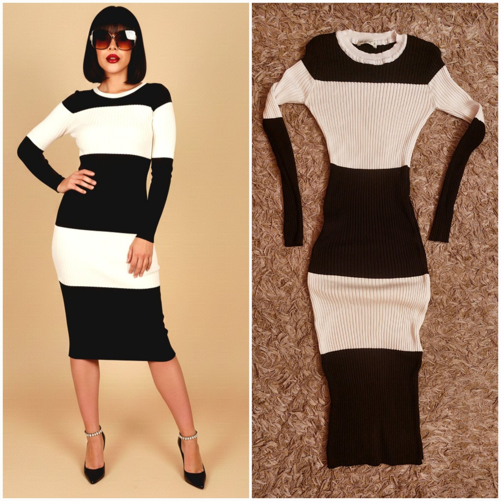 Robe moulante black & white