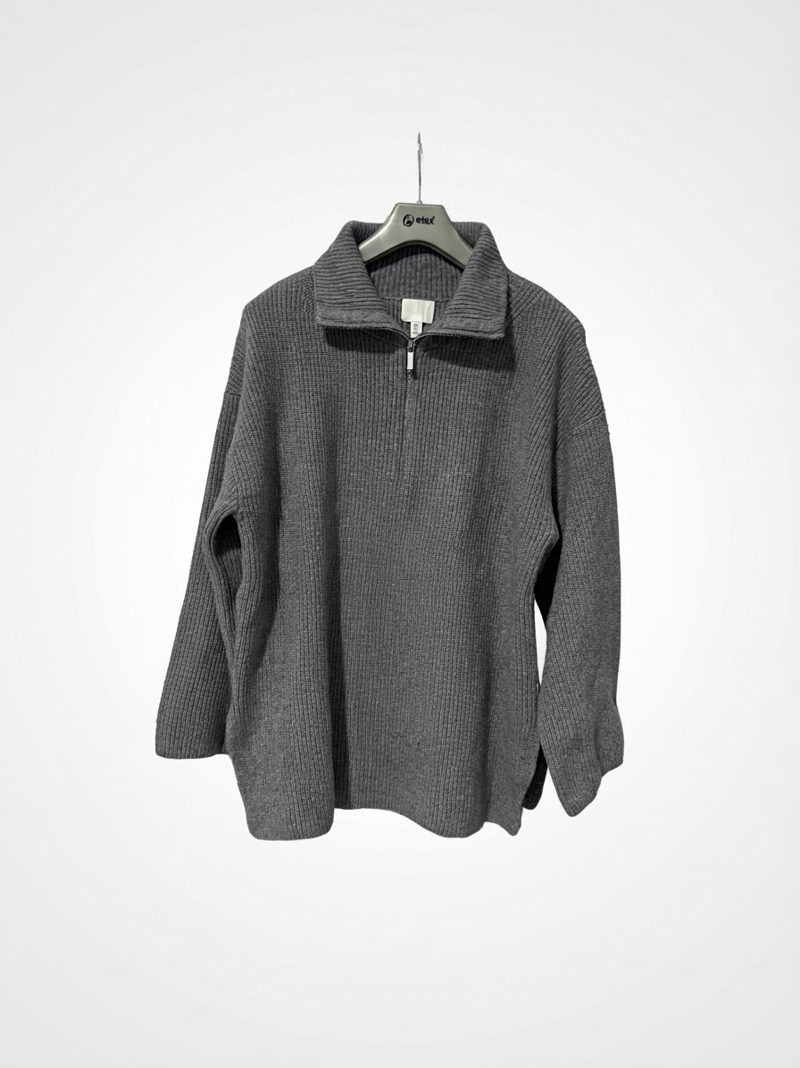 H&M pull cotellé zipé neuf