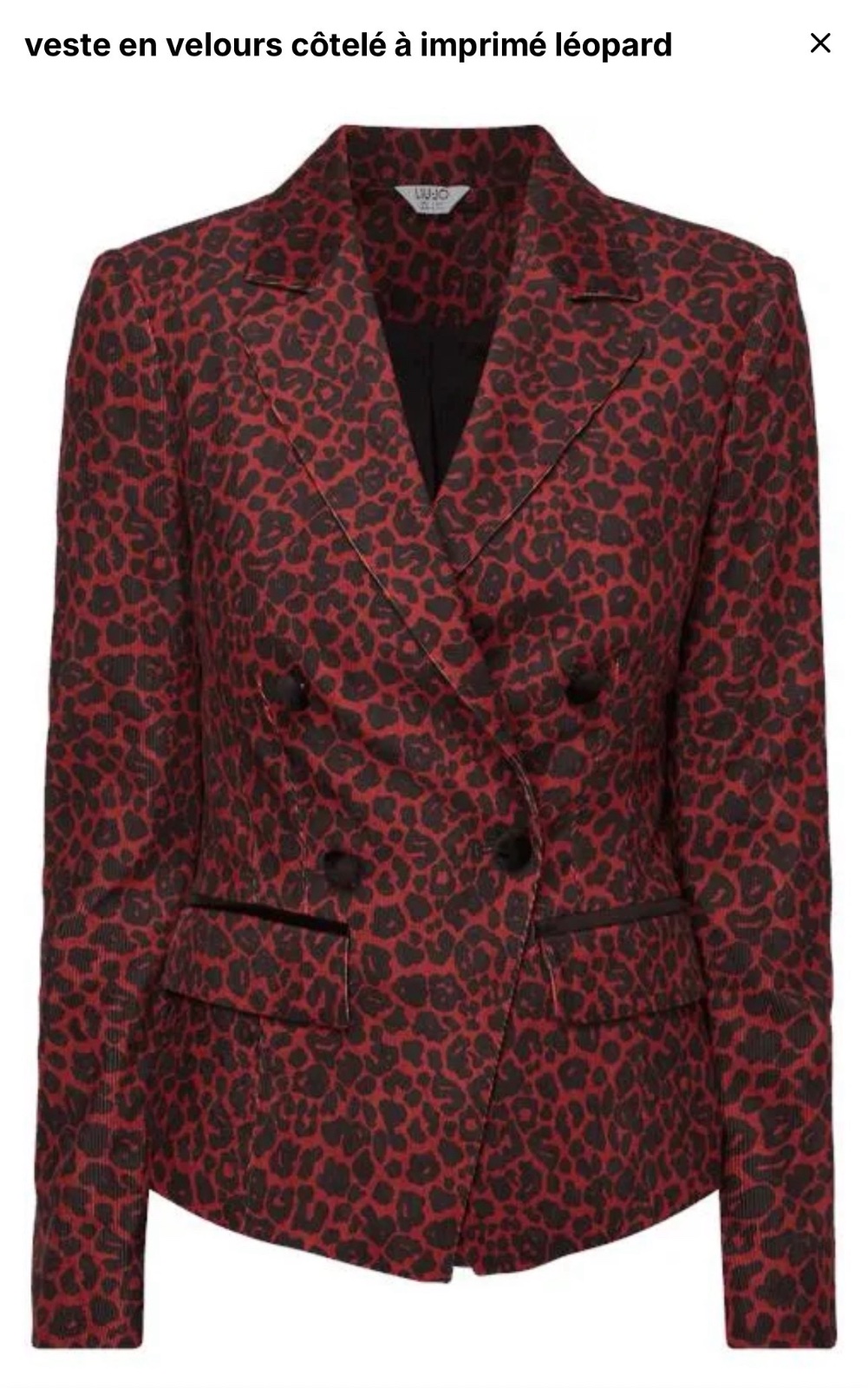 Liu.jo blazer en velour cotéllé imprimé leopard neuf