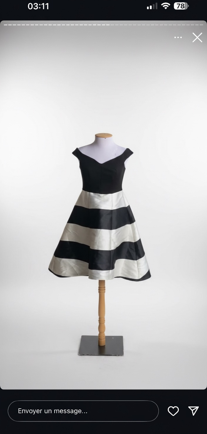 Robe mi long noire et blanc stripped 