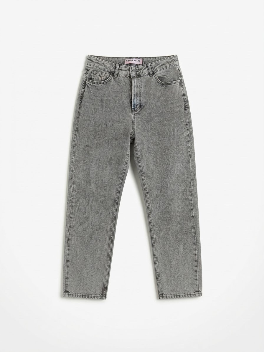 Jean mom fit gris