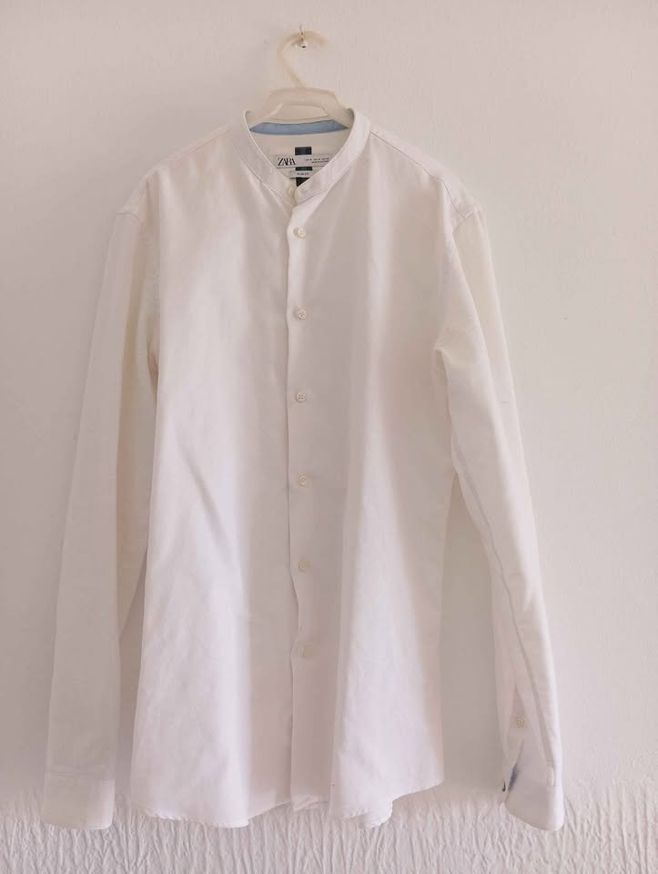 🤍 **Chemise Zara blanche – Col Mao**