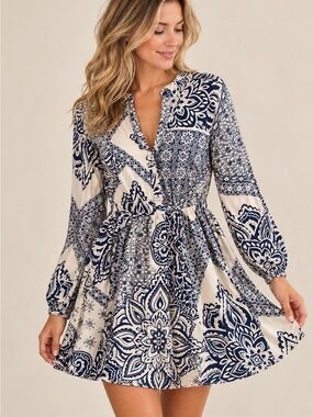 Robe fleurie bleue 