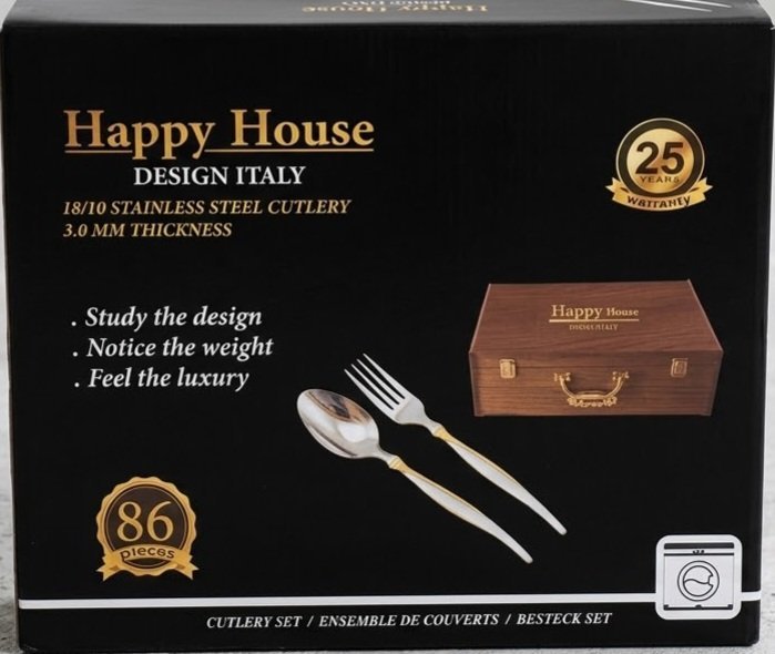 Ensemble de Couverts / Ménagère de Luxe Happy House (86 Pièces) – Neuf
