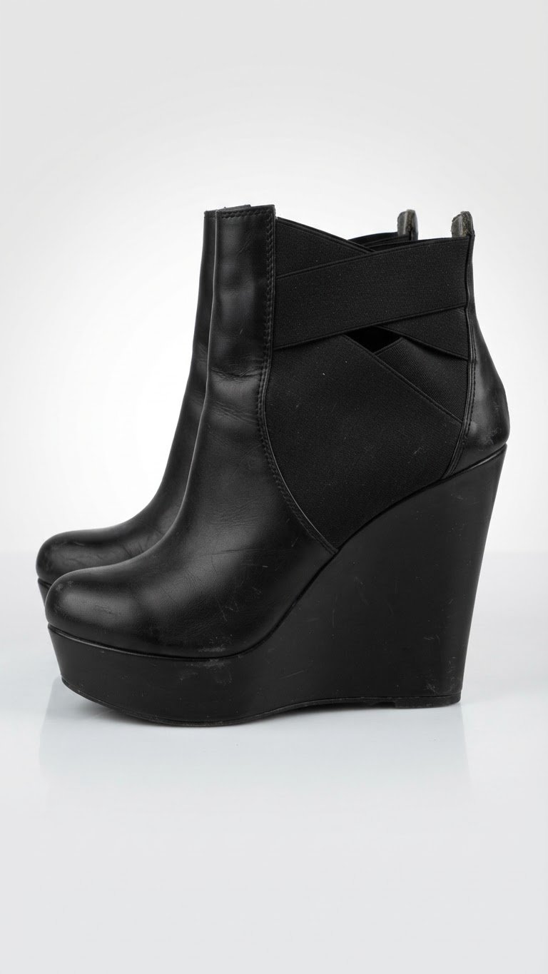 Bottines compensées noires Toscani en cuir