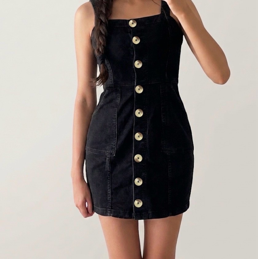 Robe courte denim noir