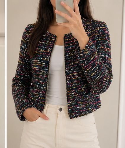 Jacket noir multicolores élégante 