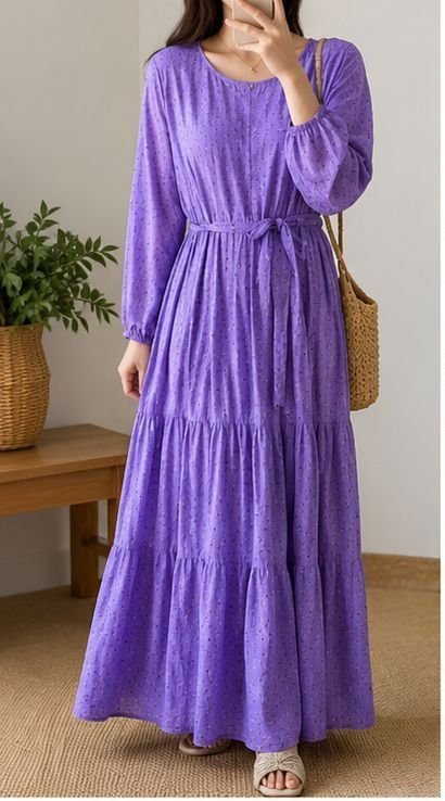 Robe longue violette à motifs 