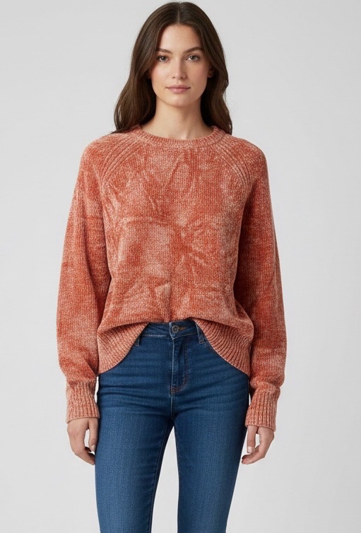 Pull Monoprix en Maille Chenille – Terracotta Orangé – Taille 40-42