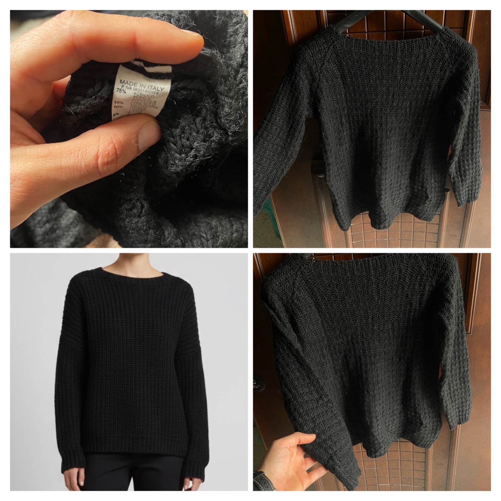 Pull en maille épaisse "Made in Italy" – Noir – Taille M – État Neuf