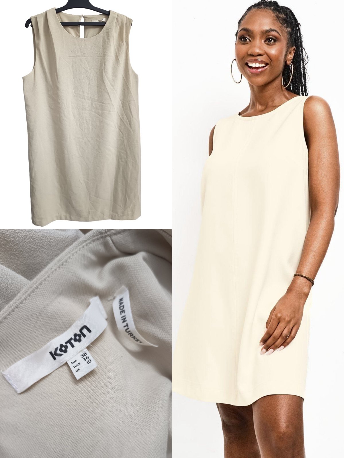 Cream sleeveless shift dress