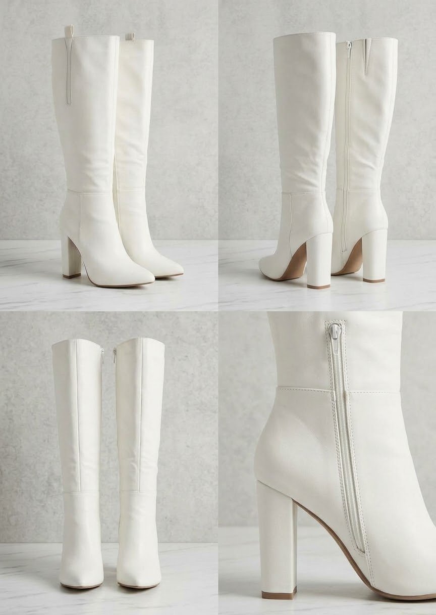 Bottes hautes blanches à talons - Pointure 38 (Très bon état)