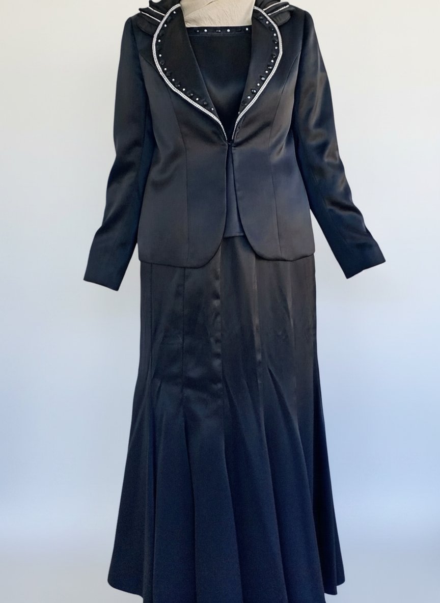 Ensemble classe soirée satiné noir pour femme
