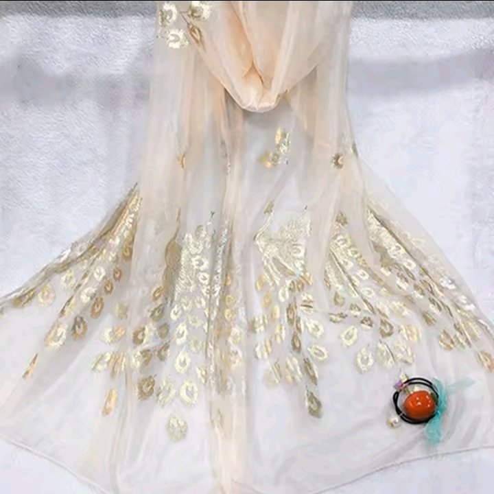 ECHARPE EN MOUSELINE DE SOIE IMPRIMER PAON POUR FEMME 