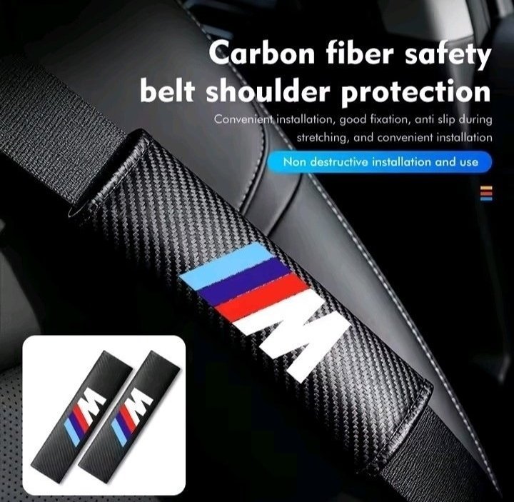2x COUSSINET DE PROTECTION DE CENTURE DE SECURITE POUR VOITURE BMW M POWER 