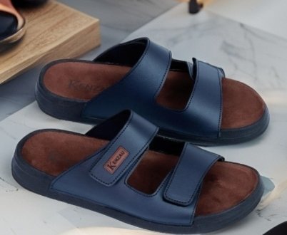 KENZOU CLAQUETTE HOMME BLEU SCRATCH REGLABLE & SEMELLE SOUPLE POINTURE 40