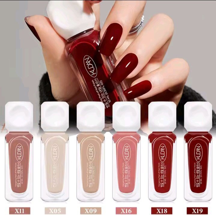 LOT DE 6 VERNIS A ONGLE PELABLE A BASE D EAU DE 10ML INODORE SANS CUISSON SECHAGE RAPID COULEUR UNI LONGUE DUREE POUR SALON