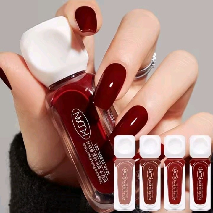 LOT DE 4 VERNIS A ONGLE ROUGE A BASE D EAU 10ML PAILETE.EFFET PEEL OF LONGUE TENU.SECHAGE RAPIDE SANS LAMPE UV.FURNITURE POUR ONGLE