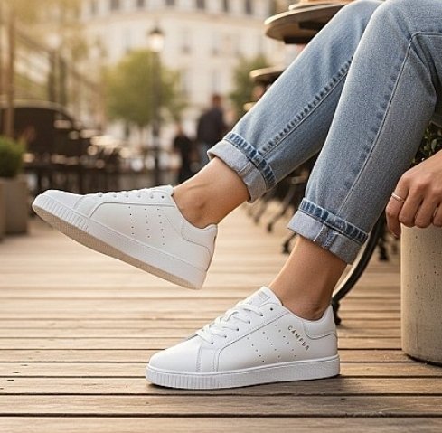 CHAUSSURE BASKET BLANCHE MIXTE COMPUS DESIGNE MINIMALISTE & CONFORT DURABLE POINTURE 36