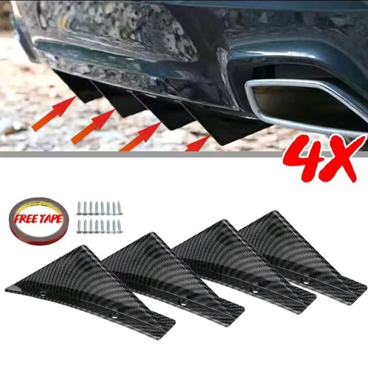DIFUSEUR UNIVERSEL DE PARACHOC ARRIERE DE VOITURE AILERON DE REQUIN GENERAL ENSSEMBLE DE 4 PIECE 