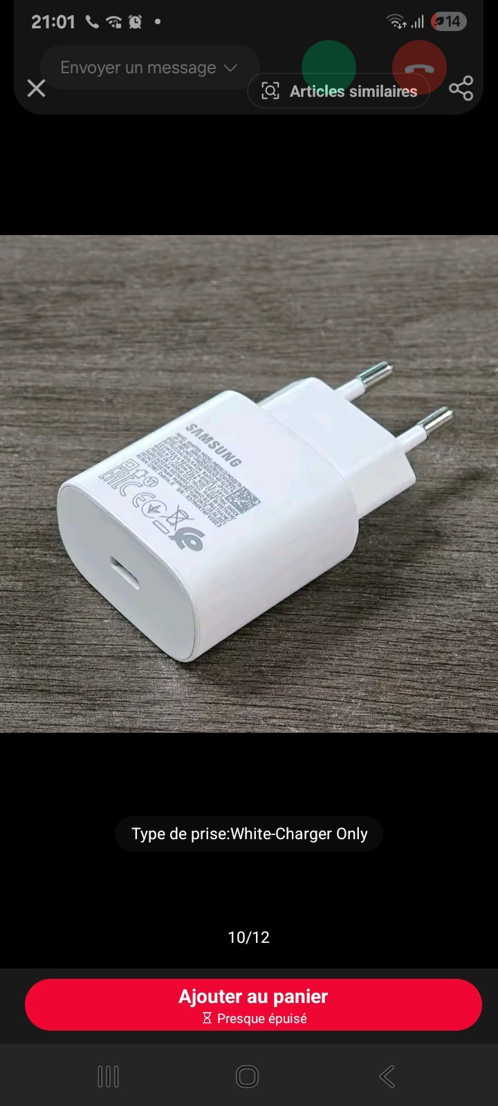 CHARGEUR SAMSUNG ORIGINAL TIPE C CHARGE SUPER RAPIDE