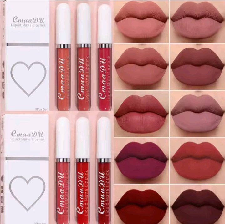3 PIECE ENSEMBLE MAT VELOUR BRILLANT A LEVRE IMPERMIABLE LONGUE DUREE LIQUIDE ROUGE A LEVRE COSMETIQUE BEAUTE GARDE 24 HEURE MAQUILLAGE 