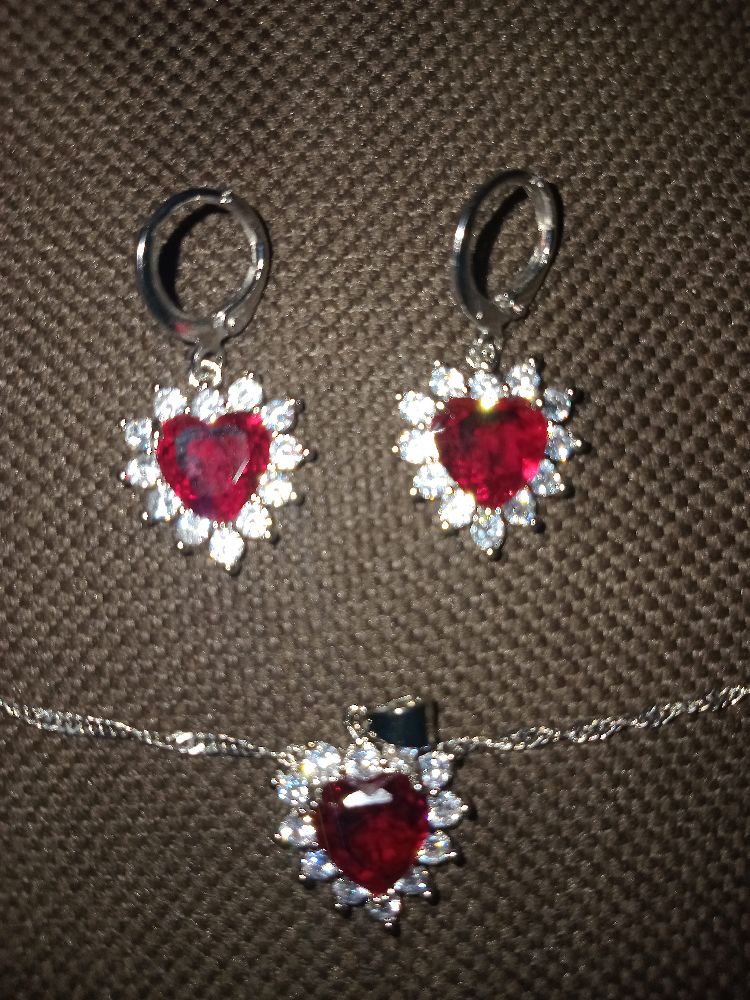 BOUCLE D OREIL & COLIER BIJOU POUR FEMME ARGENT STERLING S925