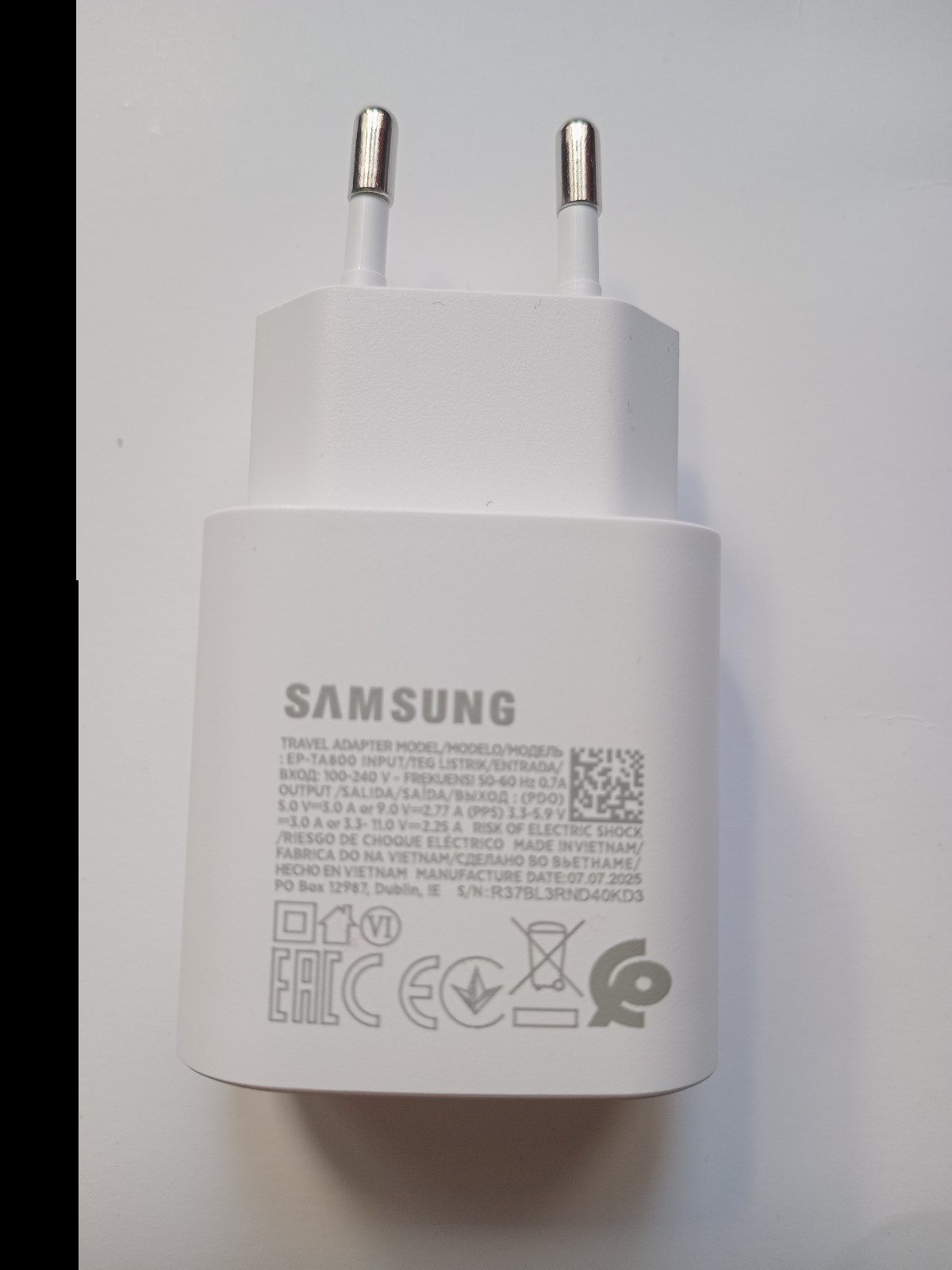 CHARGEUR ORIGINAL DE TELEPHONE SAMSUNG AVEC CHARGE RAPIDE TIPE C