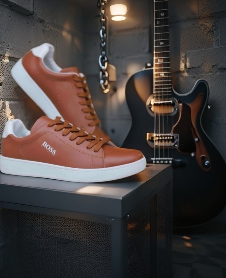 CHAUSSURE BOSS ROCK STEP MARON DECONTRACTE 100% CUIRE 
