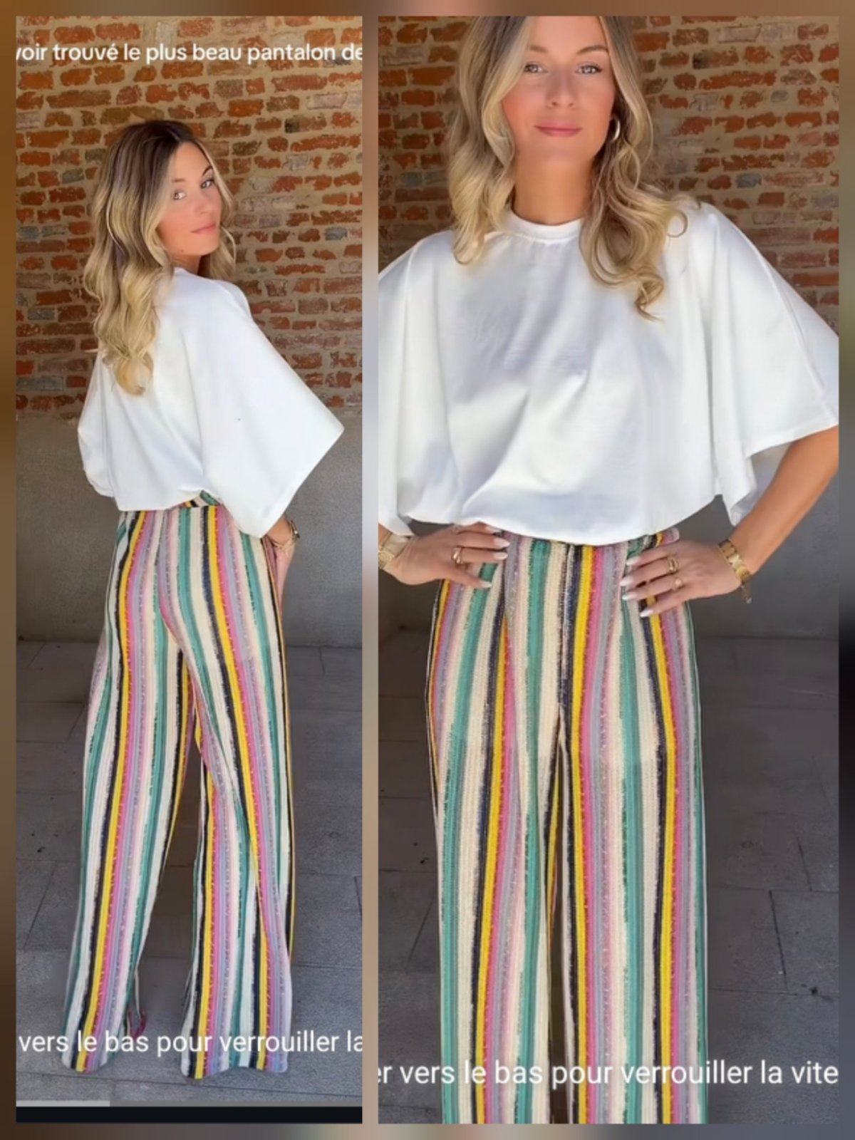 Pantalon à rayures multicolors