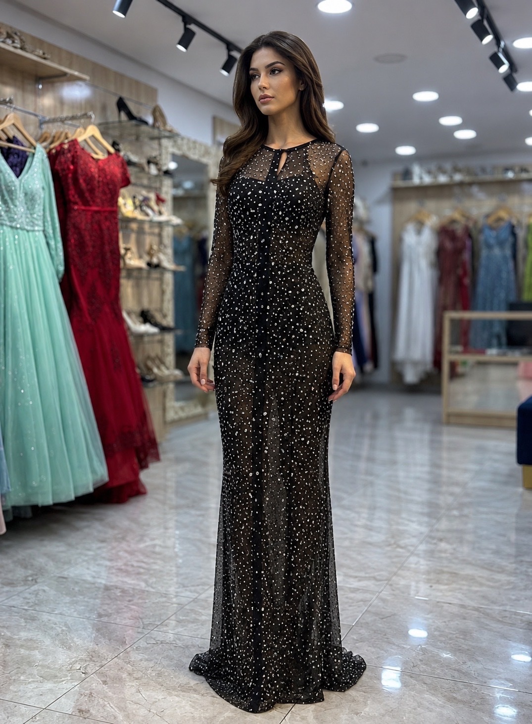 Robe noire strass